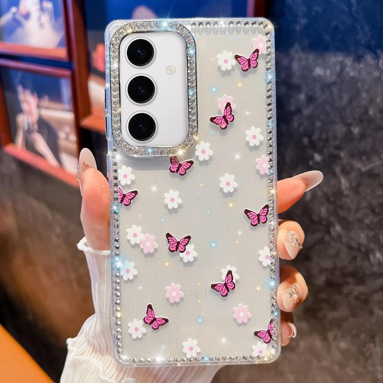 For Samsung Galaxy S24 5G Diamond Glitter Butterfly Pattern Shockproof Phone Case