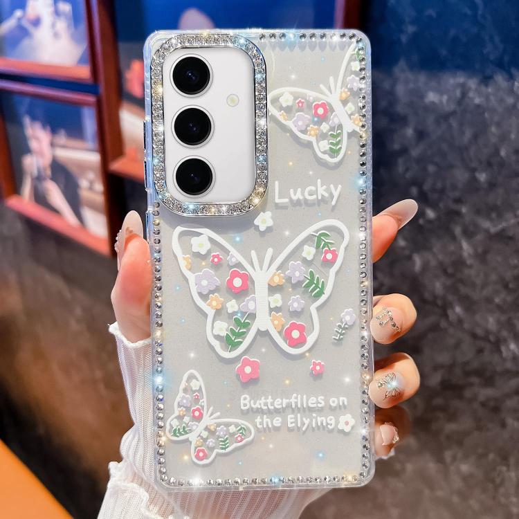 For Samsung Galaxy S24 5G Diamond Glitter Butterfly Pattern Shockproof Phone Case