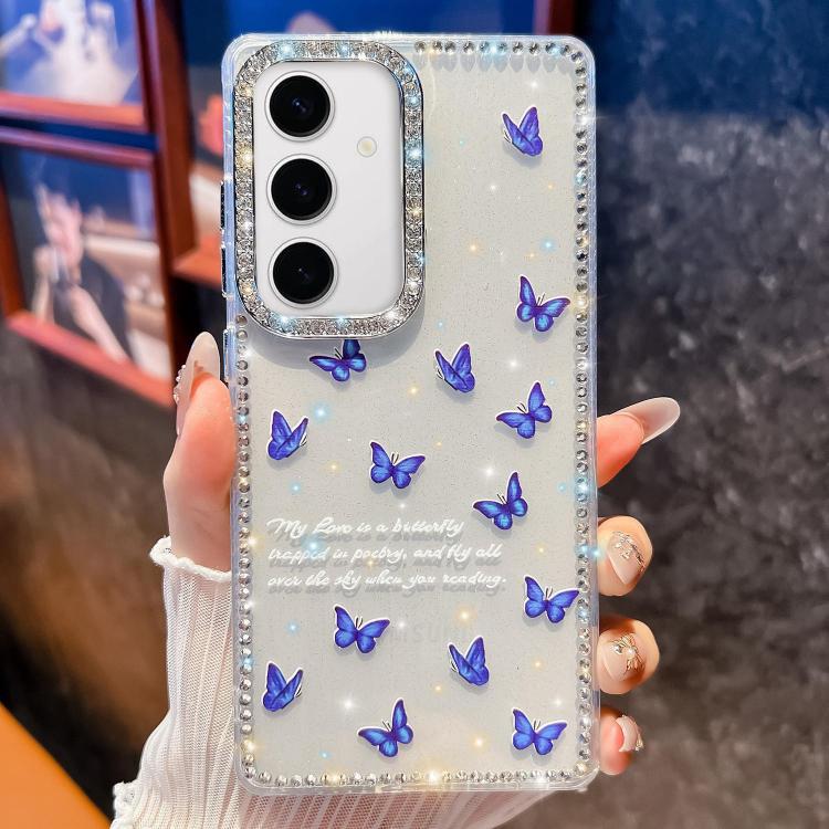 For Samsung Galaxy S24 5G Diamond Glitter Butterfly Pattern Shockproof Phone Case