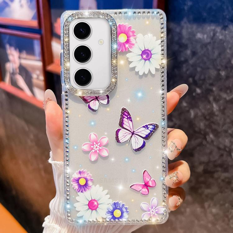 For Samsung Galaxy S24 5G Diamond Glitter Butterfly Pattern Shockproof Phone Case
