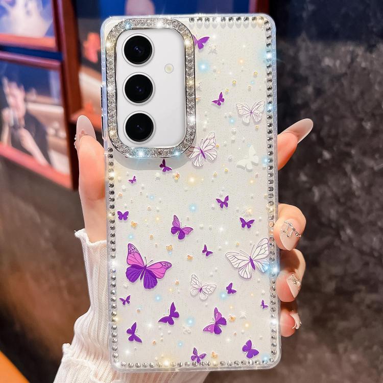 For Samsung Galaxy S24 5G Diamond Glitter Butterfly Pattern Shockproof Phone Case