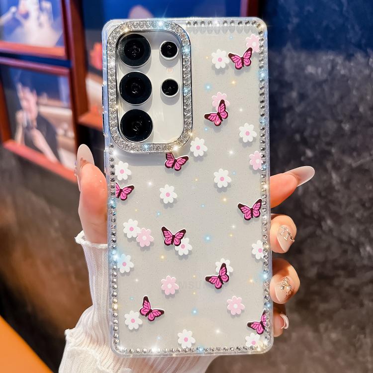 For Samsung Galaxy S24 Ultra 5G Diamond Glitter Butterfly Pattern Shockproof Phone Case