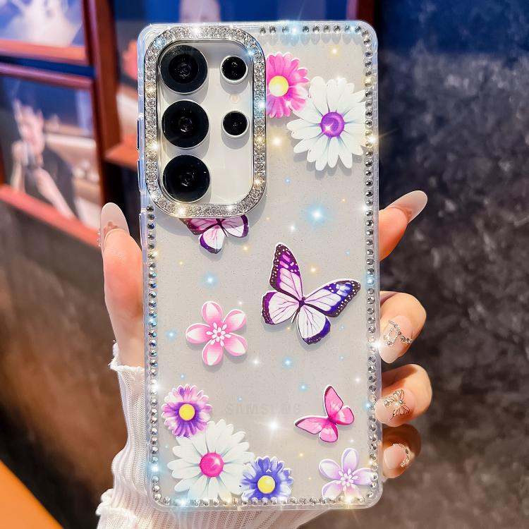 For Samsung Galaxy S24 Ultra 5G Diamond Glitter Butterfly Pattern Shockproof Phone Case
