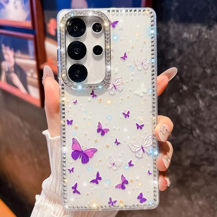 For Samsung Galaxy S24 Ultra 5G Diamond Glitter Butterfly Pattern Shockproof Phone Case