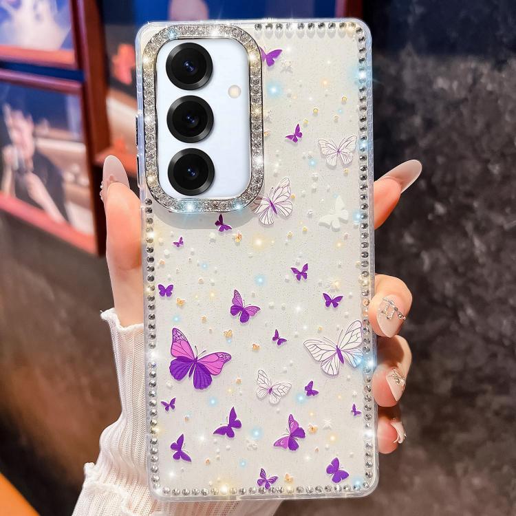 For Samsung Galaxy S25 5G Diamond Glitter Butterfly Pattern Shockproof Phone Case