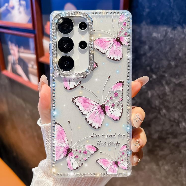 For Samsung Galaxy S25 Ultra 5G Diamond Glitter Butterfly Pattern Shockproof Phone Case