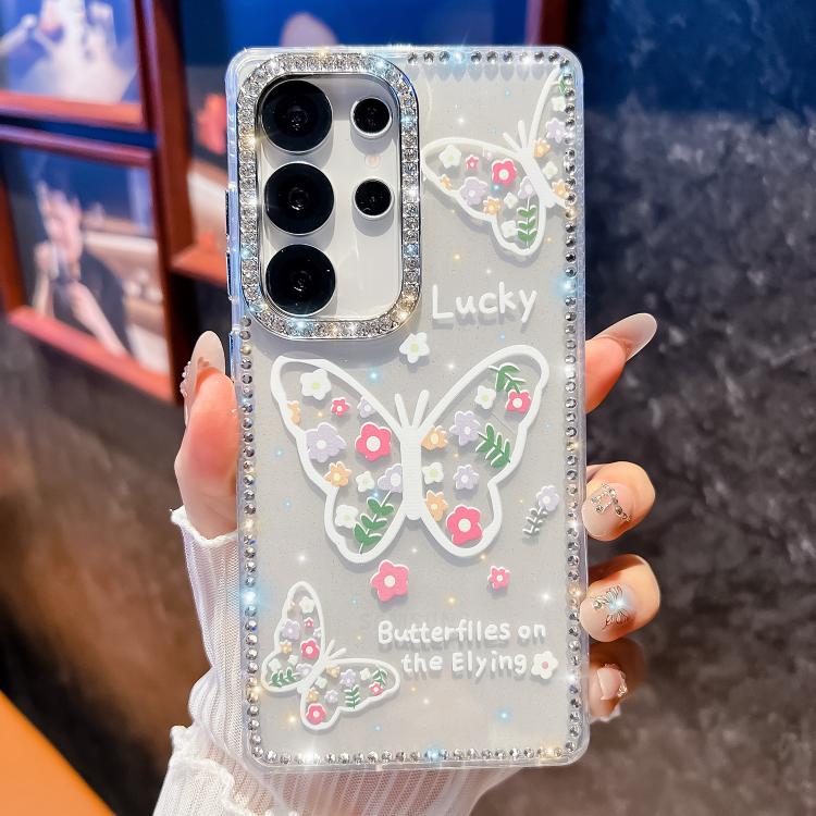 For Samsung Galaxy S25 Ultra 5G Diamond Glitter Butterfly Pattern Shockproof Phone Case