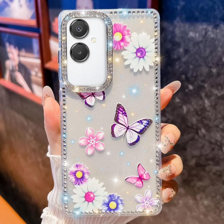 For Samsung Galaxy A07 5G Diamond Glitter Butterfly Pattern Shockproof Phone Case