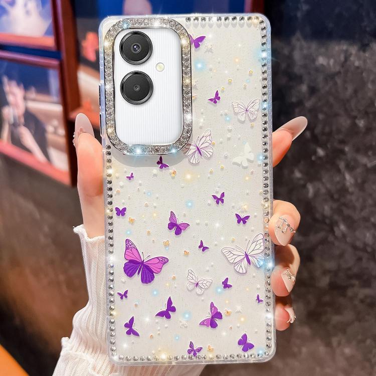 For Samsung Galaxy A07 5G Diamond Glitter Butterfly Pattern Shockproof Phone Case