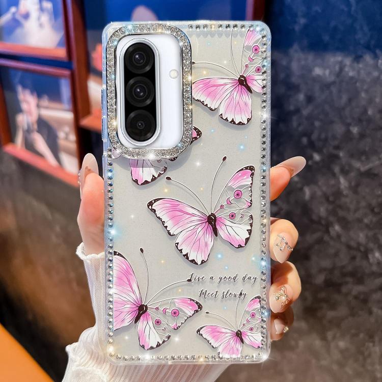 For Samsung Galaxy A36 Diamond Glitter Butterfly Pattern Shockproof Phone Case