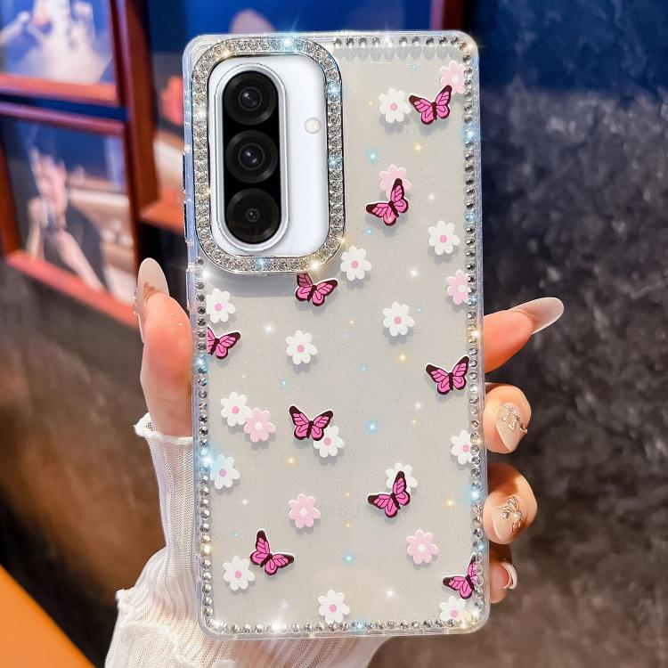 For Samsung Galaxy A36 Diamond Glitter Butterfly Pattern Shockproof Phone Case
