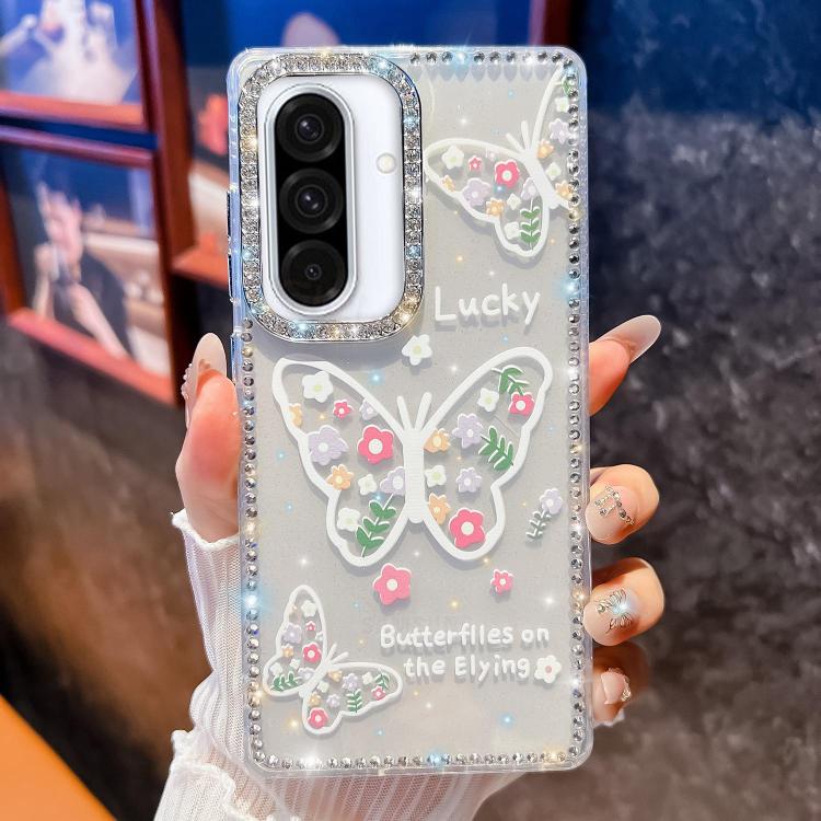 For Samsung Galaxy A36 Diamond Glitter Butterfly Pattern Shockproof Phone Case
