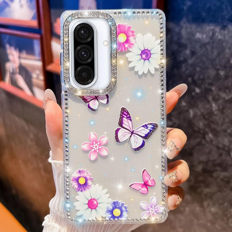 For Samsung Galaxy A36 Diamond Glitter Butterfly Pattern Shockproof Phone Case