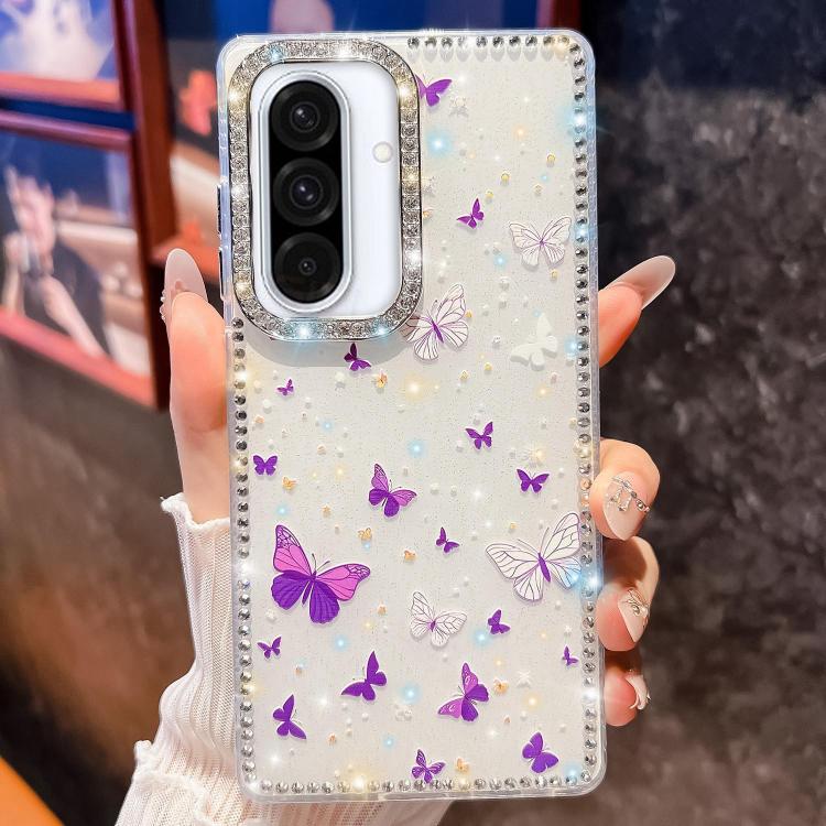 For Samsung Galaxy A36 Diamond Glitter Butterfly Pattern Shockproof Phone Case