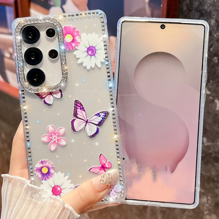 For Samsung Galaxy S24 5G Diamond Glitter Butterfly Pattern Shockproof Phone Case