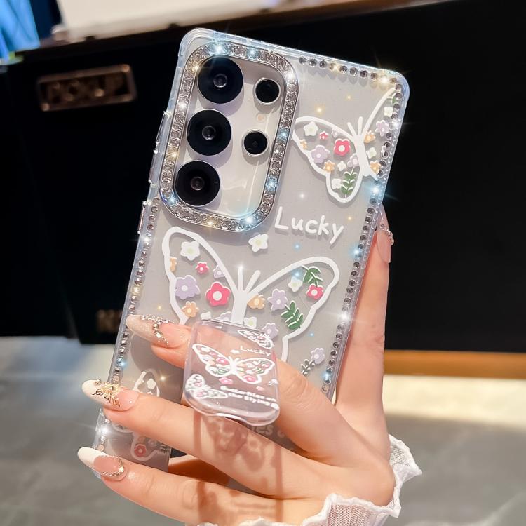 For Samsung Galaxy S24 5G Diamond Glitter Butterfly Pattern Shockproof Phone Case