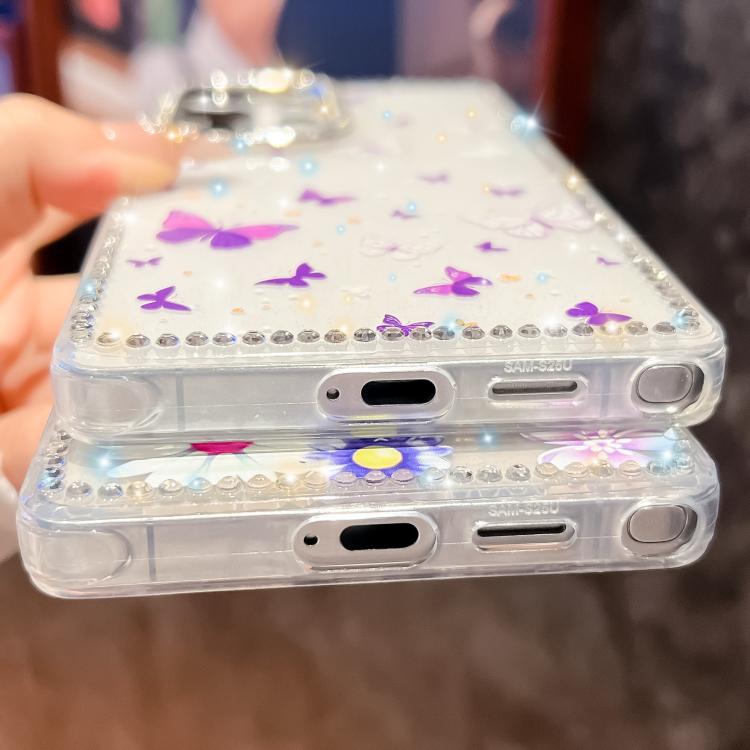 For Samsung Galaxy S24 5G Diamond Glitter Butterfly Pattern Shockproof Phone Case