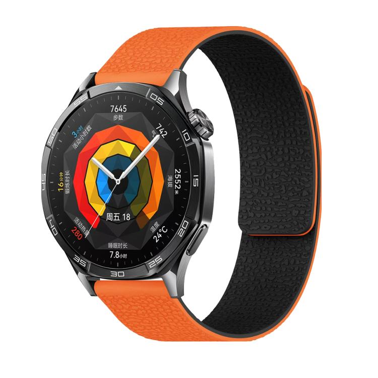 22mm Lychee Texture Soft Magnetic Silicone Watch Band