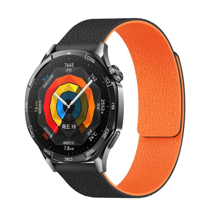 22mm Lychee Texture Soft Magnetic Silicone Watch Band
