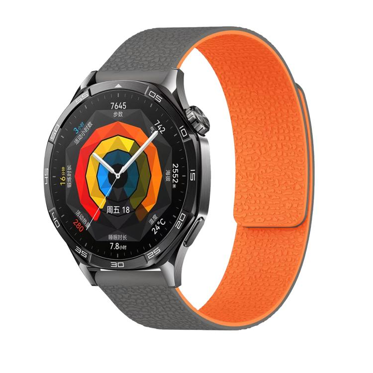 22mm Lychee Texture Soft Magnetic Silicone Watch Band