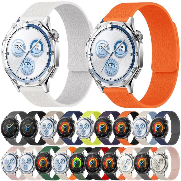 22mm Lychee Texture Soft Magnetic Silicone Watch Band
