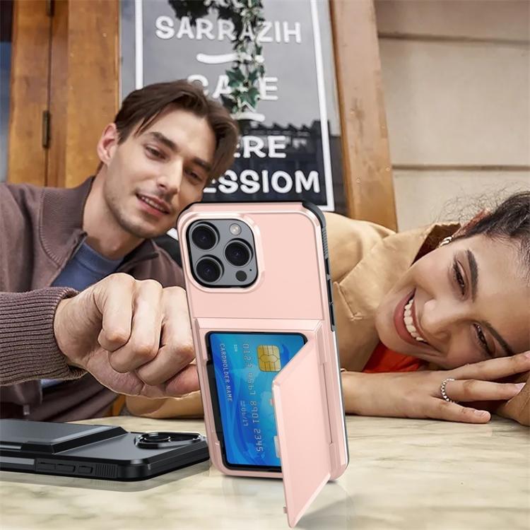 For iPhone 16 Pro Kalebol Flip Card Wallet Holder Shockproof Phone Case