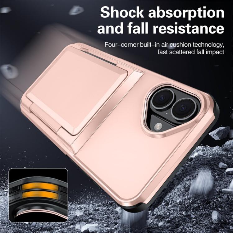 For iPhone 16 Plus Kalebol Flip Card Wallet Holder Shockproof Phone Case