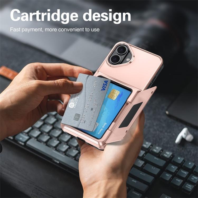For iPhone 16 Plus Kalebol Flip Card Wallet Holder Shockproof Phone Case
