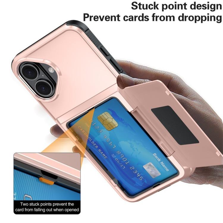 For iPhone 16 Kalebol Flip Card Wallet Holder Shockproof Phone Case