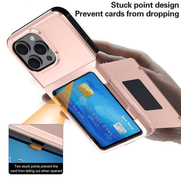 For iPhone 15 Pro Max Kalebol Flip Card Wallet Holder Shockproof Phone Case