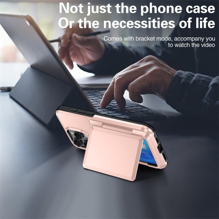 For iPhone 15 Pro Kalebol Flip Card Wallet Holder Shockproof Phone Case