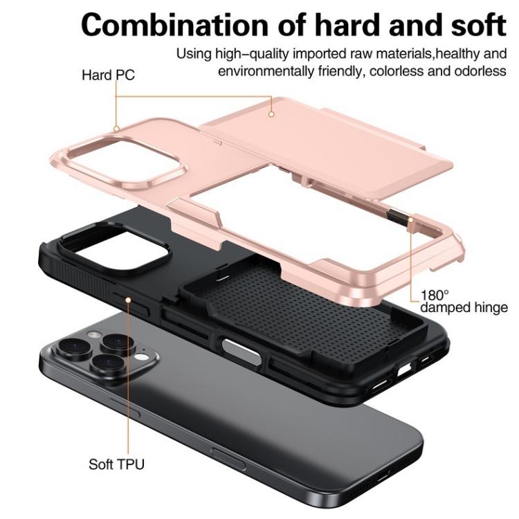 For iPhone 13 Pro Max Kalebol Flip Card Wallet Holder Shockproof Phone Case