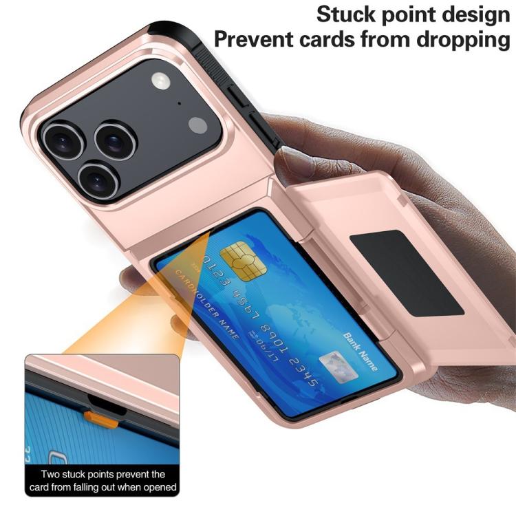 For iPhone 17 Pro Kalebol Flip Card Wallet Holder Shockproof Phone Case