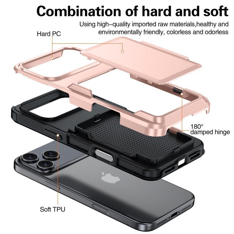 For iPhone 17 Pro Kalebol Flip Card Wallet Holder Shockproof Phone Case