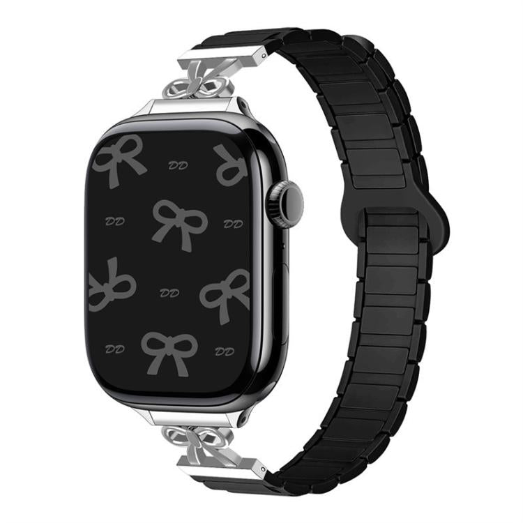 For Apple Watch 46mm / 49mm / 45mm / 44mm Bow Small Waist Magnetic Silicone Watch Band