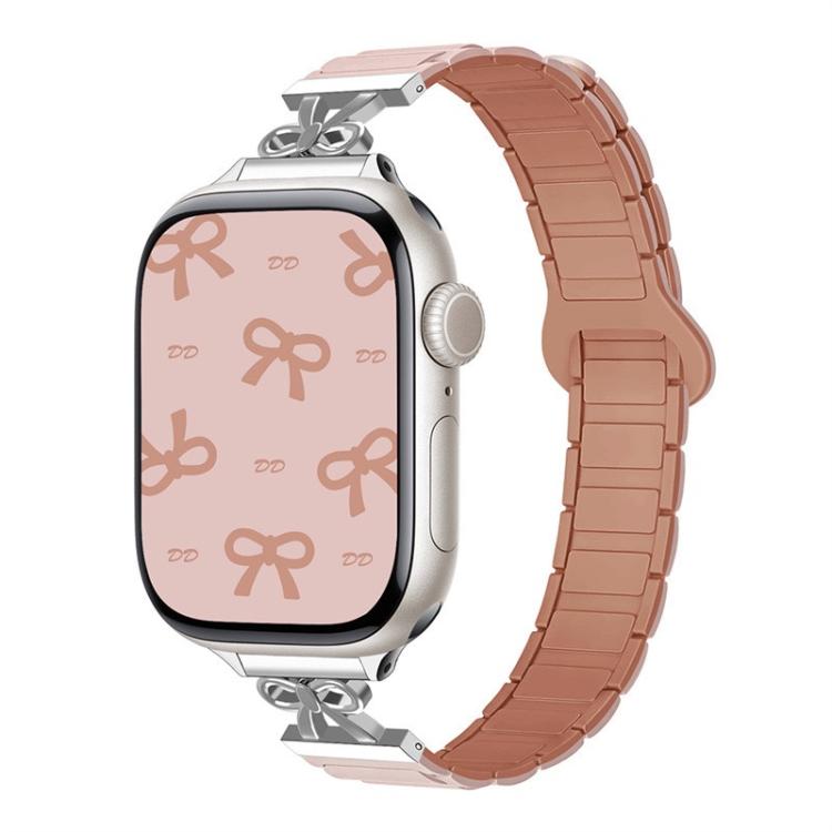 For Apple Watch 46mm / 49mm / 45mm / 44mm Bow Small Waist Magnetic Silicone Watch Band