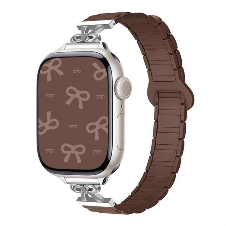 For Apple Watch 46mm / 49mm / 45mm / 44mm Bow Small Waist Magnetic Silicone Watch Band
