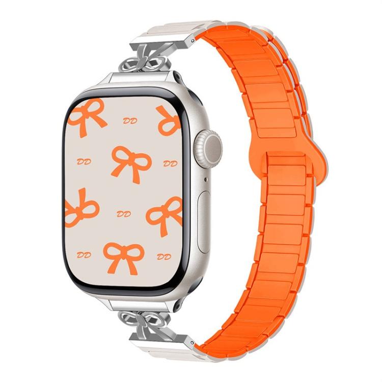 For Apple Watch 46mm / 49mm / 45mm / 44mm Bow Small Waist Magnetic Silicone Watch Band