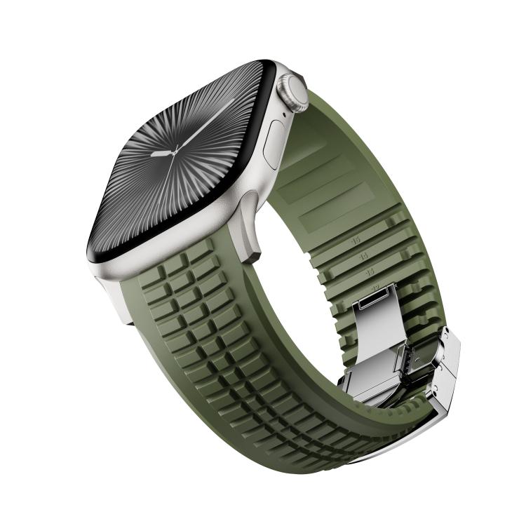For Apple Watch 46mm / 49mm / 45mm / 44mm Knurled Texture Folding Buckle Silicone Watch Band