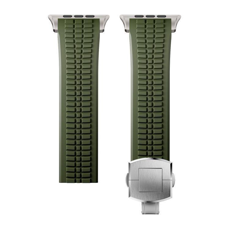 For Apple Watch 46mm / 49mm / 45mm / 44mm Knurled Texture Folding Buckle Silicone Watch Band
