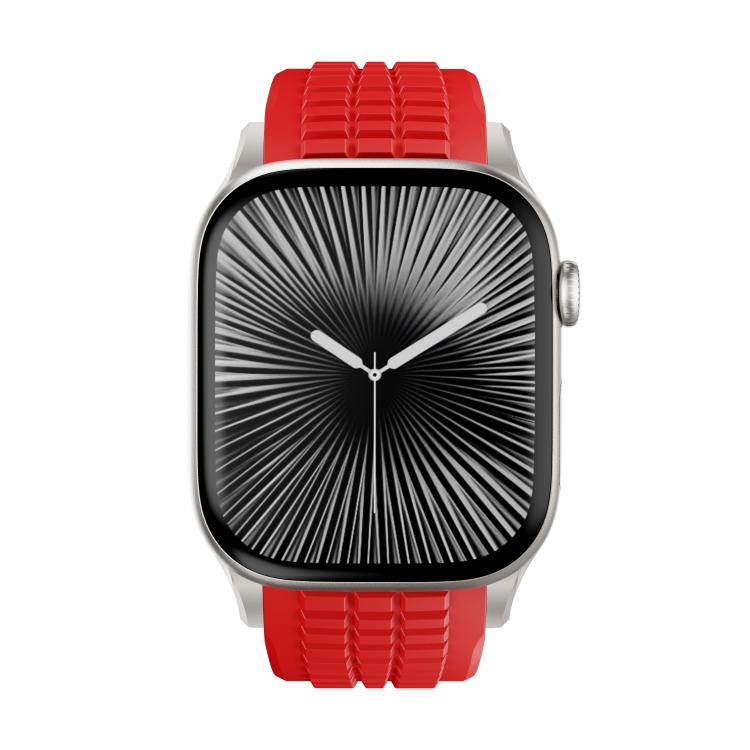 For Apple Watch 46mm / 49mm / 45mm / 44mm Knurled Texture Folding Buckle Silicone Watch Band