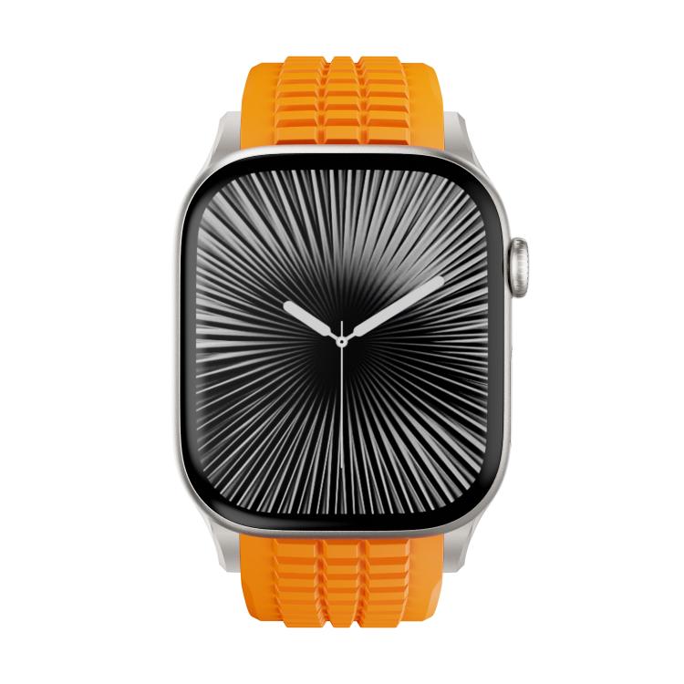 For Apple Watch 46mm / 49mm / 45mm / 44mm Knurled Texture Folding Buckle Silicone Watch Band
