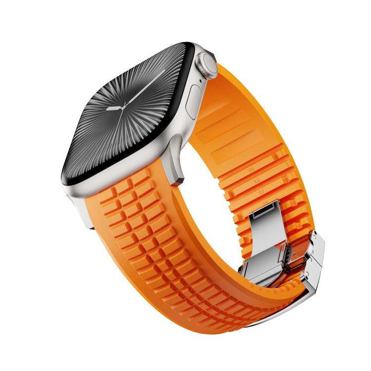 For Apple Watch 46mm / 49mm / 45mm / 44mm Knurled Texture Folding Buckle Silicone Watch Band