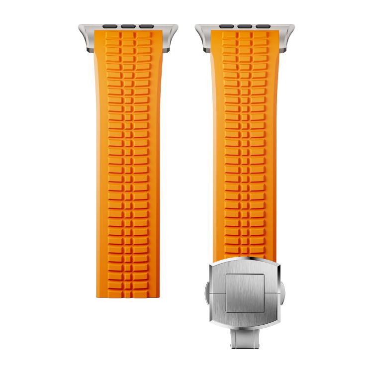 For Apple Watch 46mm / 49mm / 45mm / 44mm Knurled Texture Folding Buckle Silicone Watch Band