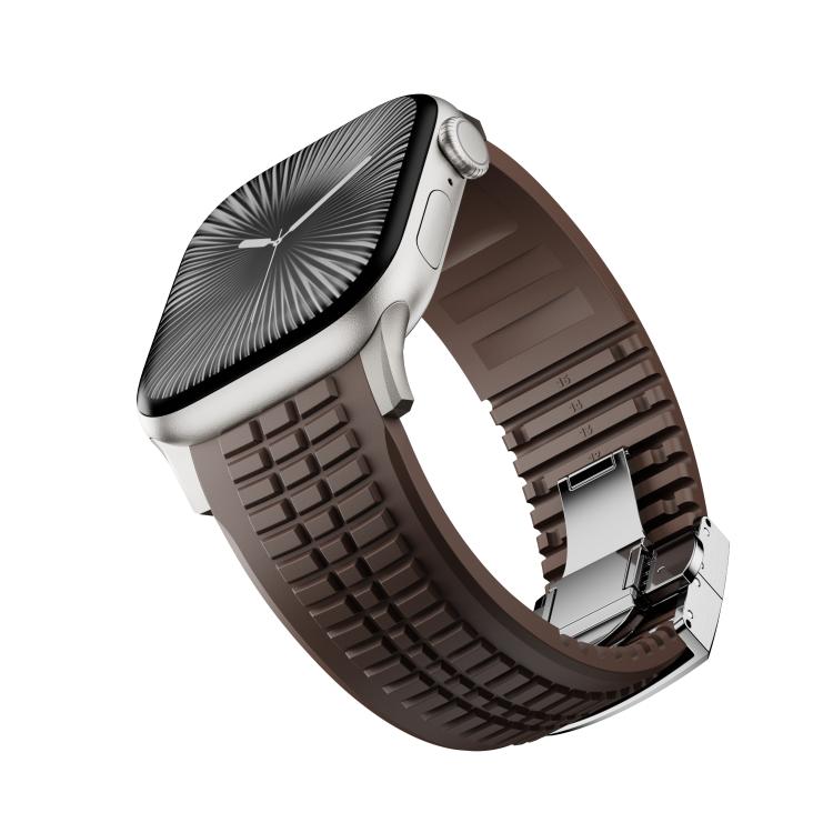 For Apple Watch 46mm / 49mm / 45mm / 44mm Knurled Texture Folding Buckle Silicone Watch Band
