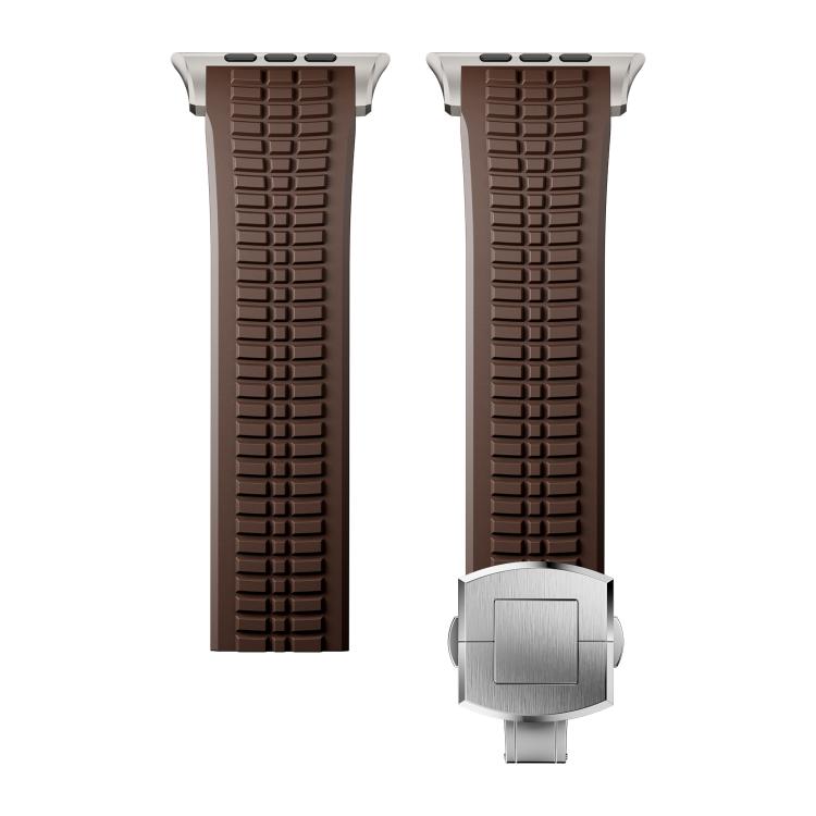 For Apple Watch 46mm / 49mm / 45mm / 44mm Knurled Texture Folding Buckle Silicone Watch Band