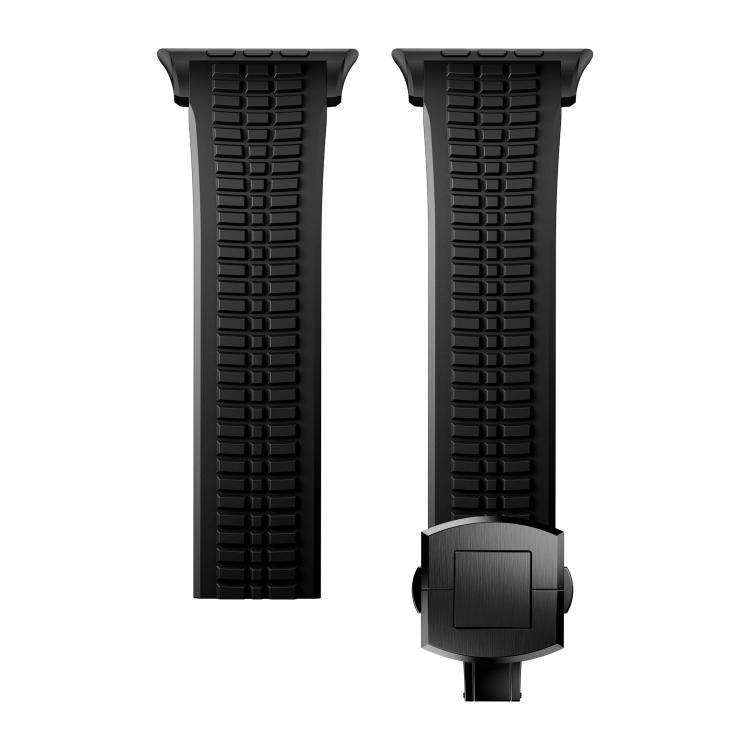 For Apple Watch 46mm / 49mm / 45mm / 44mm Knurled Texture Folding Buckle Silicone Watch Band