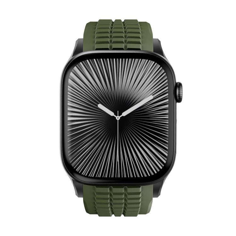 For Apple Watch 46mm / 49mm / 45mm / 44mm Knurled Texture Folding Buckle Silicone Watch Band