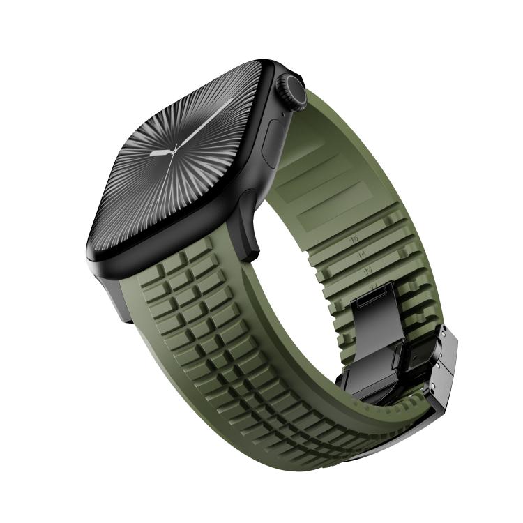 For Apple Watch 46mm / 49mm / 45mm / 44mm Knurled Texture Folding Buckle Silicone Watch Band