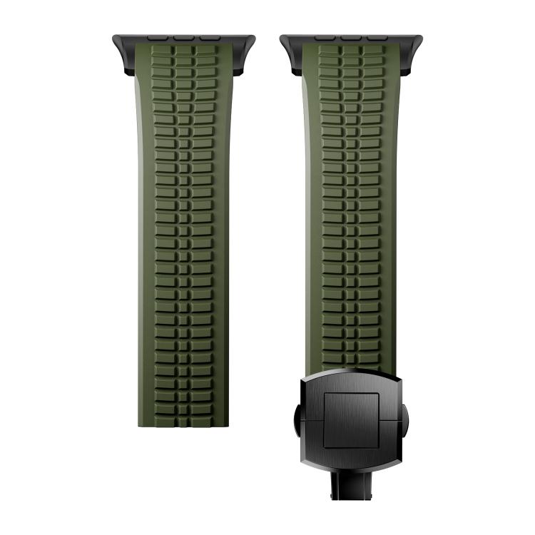 For Apple Watch 46mm / 49mm / 45mm / 44mm Knurled Texture Folding Buckle Silicone Watch Band